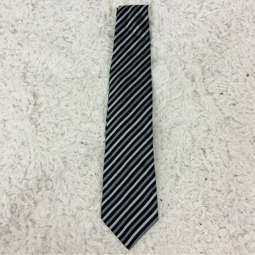 Studio Black and Gray Diagonal Striped Tie